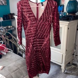 Windsor Maroon sequin dress